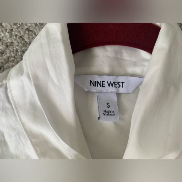 Nine West size small white button down with neck bow tie -worn once - Picture 4 of 5
